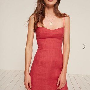 Reformation Audrey Red Linen Dress